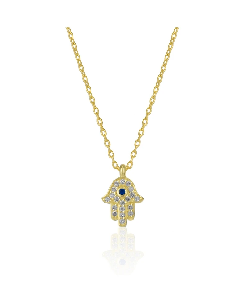 Spero London Hamsa Hand Necklace Sterling With Stone