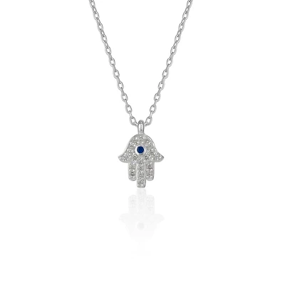 Spero London Hamsa Hand Necklace Sterling With Stone