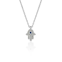 Spero London Hamsa Hand Necklace Sterling With Stone