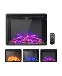 Sugift 26 Inch Recessed Electric Fireplace with Adjustable Flame Brightness