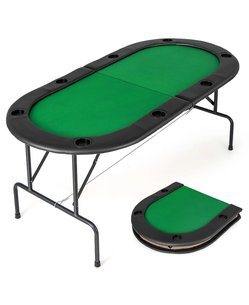 Sugift Foldable Poker Table with 8 Cup Holders and Padded Armrests