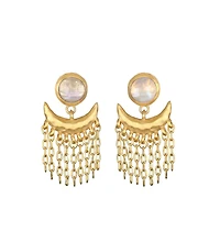 Satya Jewelry Scattering Stardust Moonstone Fringe Stud Drop Earrings