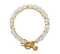 Satya Jewelry Goddess Wisdom Moonstone Beaded and Chain Toggle Bracelet