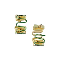 Women's The Enamel-Coil Hoop Earrings - Shamrock Green & California Gold