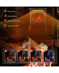 Cowsar Electric Fireplace Heater 17" , Different Flame Effects, Adjustable Brightness and Heating Mode, Overheating Safe Design