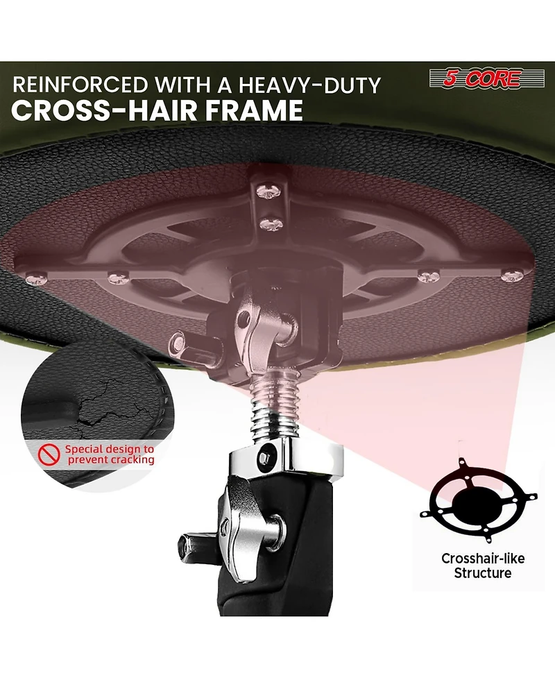 5 Core Drum Throne 4" Thick Padded Guitar Stool 441Lb Capacity 20-26" Adjustable Drummer Chair