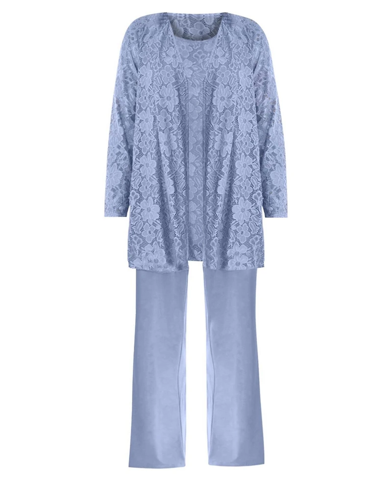 Woman Within Plus Size 3-Piece Lace Jacket/Tank/Pant Set