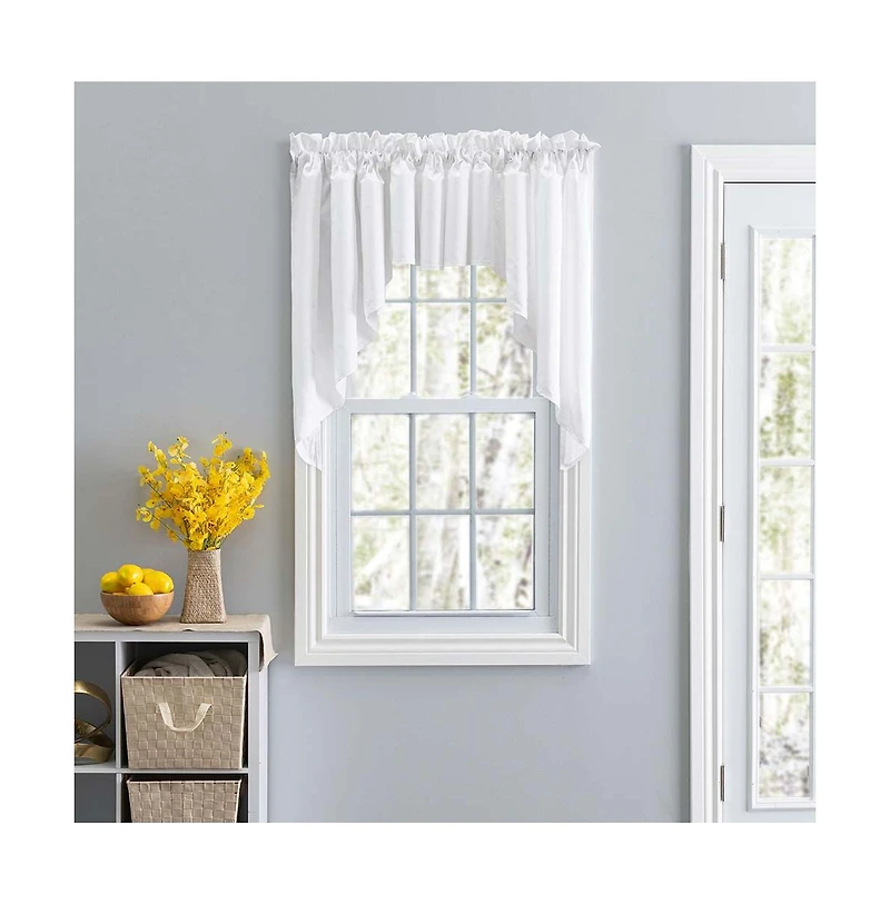 Ellis Curtain Stacey 3" Rod Pocket High Quality Fabric Solid Color Window Lined Swag Set 126"x63" White