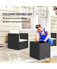 Outsunny 3 Piece Patio Furniture Set, Wicker Conversation Bistro Set