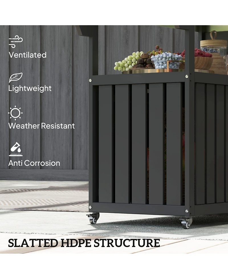 Slickblue Outdoor Bar Cart with Wheels for Drinks and Snack Serving