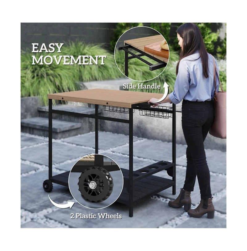 Slickblue Outdoor Bar and Serving Cart for Entertaining Guests on Patio or Deck