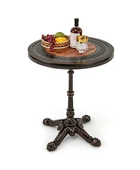 Costway 32" Patio Dining Table with 1.6" Umbrella Hole & Lid Dpc Tabletop for Backyard