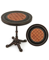 Costway 32" Patio Dining Table with 1.6" Umbrella Hole & Lid Dpc Tabletop for Backyard