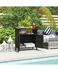 Outsunny Outdoor Pool Towel Storage Cabinet Organizer with Shelf