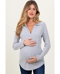 Pinkblush Maternity Ribbed collared Long sleeve top