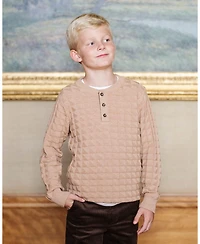 Hope & Henry Little and Big Boys' Organic Long Sleeve Henley Pullover Sweater with Elbow Patches