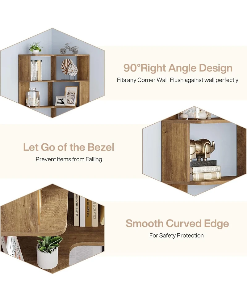 Tribesigns 6-Tier Corner Kitchen Pantry, 64.9-Inch Tall L-Shaped Storage Cabinet with Anti-Drop Panels