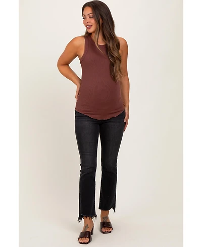 Pinkblush Maternity Washed Raw Hem Crop Flare Jeans