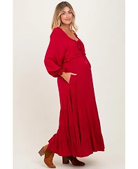 Pinkblush Maternity Motherhood Ruffled Fit-and-Flare Maxi Dress
