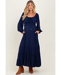 Pinkblush Maternity Motherhood Ruffled Fit-and-Flare Maxi Dress