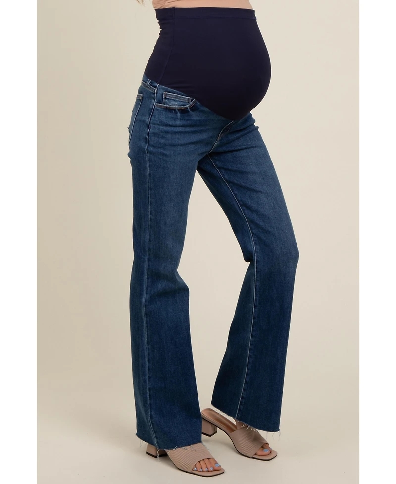Pinkblush Maternity Black Flare Leg Raw Hem Jeans