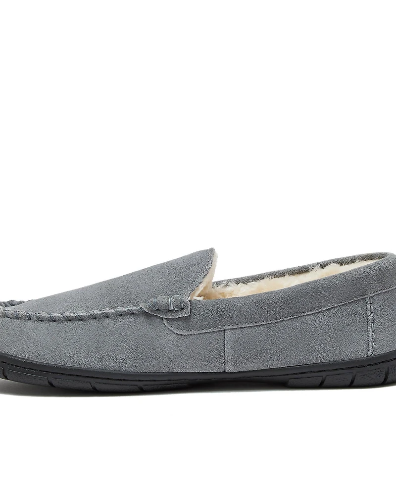 Lands' End Men's Fuzzy Lined Suede Moccasin Slippers