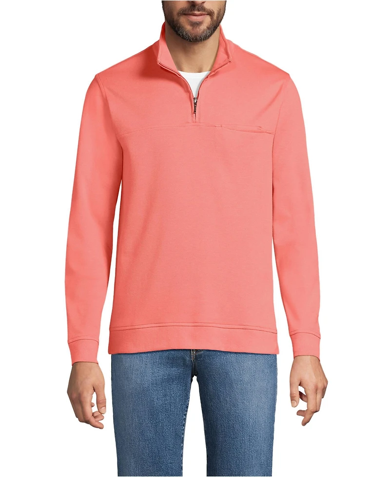 Lands' End Men's Long Sleeve Travel Kit Pique Quarter Zip Sweatshirts