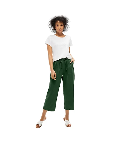 ellos Women's Linen-Blend Drawstring Capris