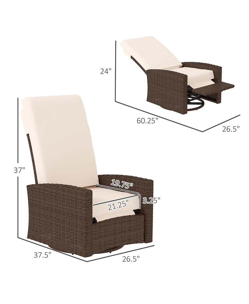 Outsunny Reclining Rat 360degree(s) Swivel Chair Cushioned Recliner