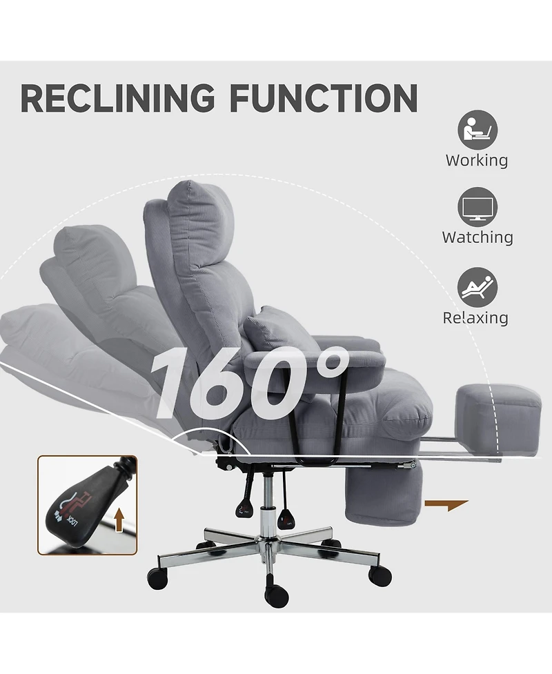 Homcom Large Office Chair, Reclining Desk Chair with Lumbar Support,