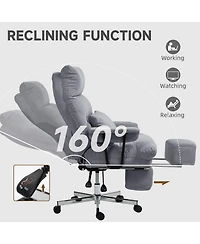 Homcom Large Office Chair, Reclining Desk Chair with Lumbar Support,