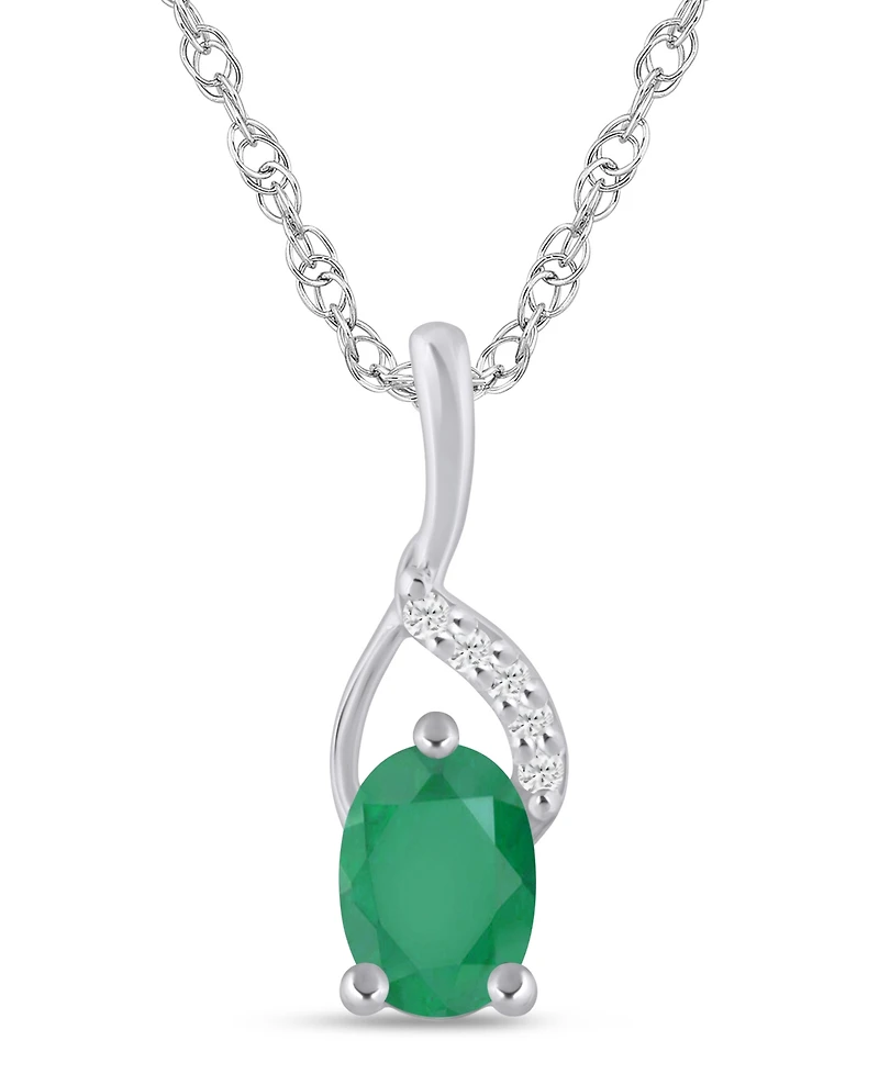 Macy's Gemstone and Diamond Accent Pendant Necklace 10k White Gold (also Yellow Gold)