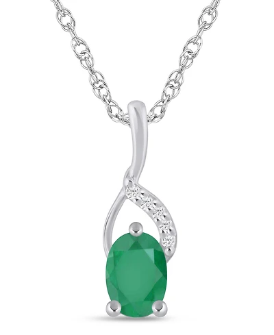 Macy's Gemstone and Diamond Accent Pendant Necklace 10k White Gold (also Yellow Gold)