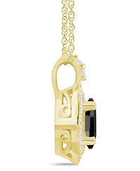 Macy's Gemstone and Diamond Halo Pendant Necklace (1/5 ct. t.w.) 10k White Gold (also Yellow Gold)
