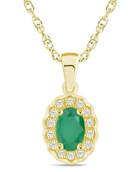 Macy's Gemstone and Diamond Halo Pendant Necklace (1/20 ct. t.w.) 10k White Gold (also Yellow Gold)