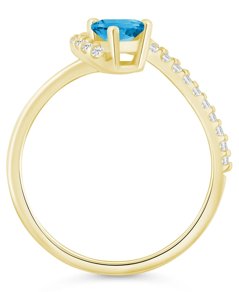 Macy's London Blue Topaz (1-1/20 ct. t.w.) and Diamond Ring (1/5 10k Yellow Gold