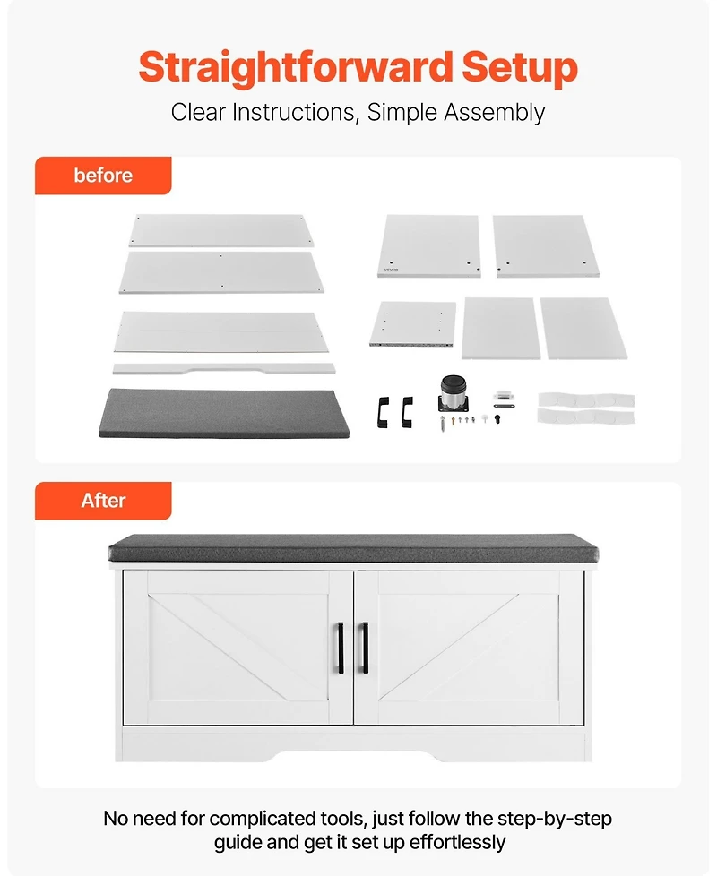 Slickblue Wooden Shoe Rack Bench with Padded Seat and Adjustable Shelf for Entryway
