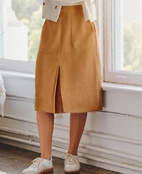 Cupshe Women's Corduroy A Line Midi Skirt with Pockets