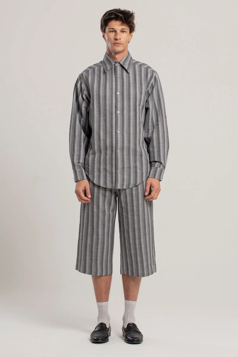 Pcfg Men's Linen-Cotton Blend Checked Woven Shorts