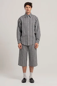 Pcfg Men's Linen-Cotton Blend Checked Woven Shorts