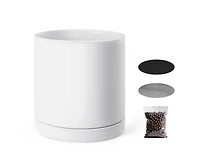 Slickblue Cylinder Ceramic Pot with Saucer for Plants and Home Decor