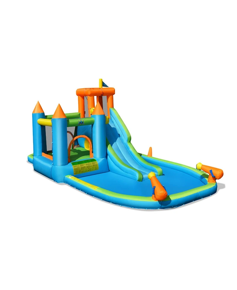 Inflatable Water Slide Kids Bounce House Splash Water Pool with 735W Blower