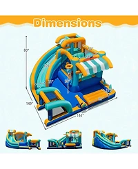Inflatable Water Slide Bounce House Kids Jump Castle with 735W Blower