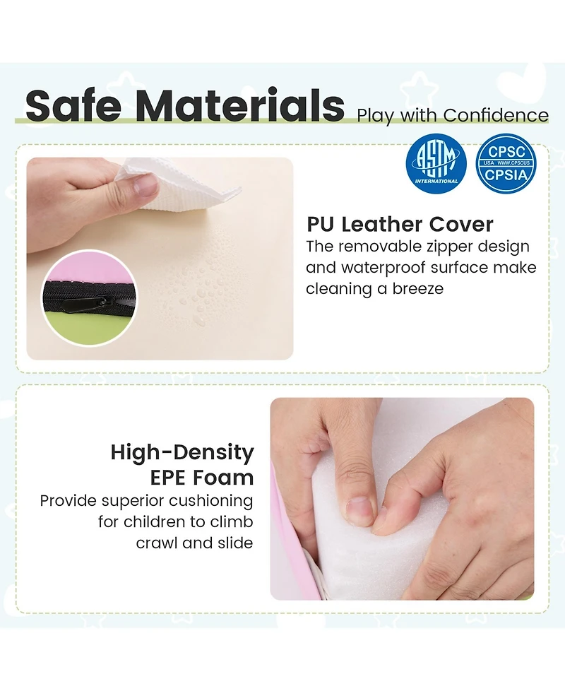 Sugift 4-Piece Climb and Crawl Foam Block Play Set for Infant Baby-Pink