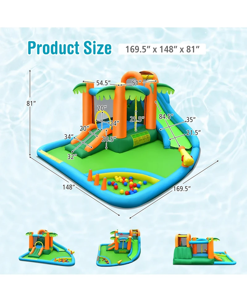 Sugift Inflatable Water Slide Park with Upgraded Handrail, Outdoor Play Structure without Blower