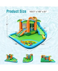 Sugift Inflatable Water Slide Park with Upgraded Handrail, Outdoor Play Structure without Blower