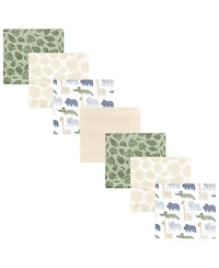 Hudson Baby Cotton Flannel Receiving Blankets 7-Pack Bundle, Wild Leaf Safari , One Size