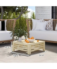 Outsunny Outdoor Storage Box for Umbrella Base, Wooden End Table