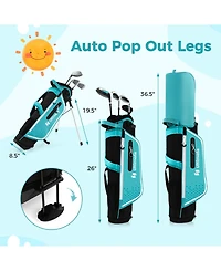 Sugift Junior Complete Golf Club Set for Kids with Rain Hood Right Hand Children Golf Age 8-10 Years Old-Blue