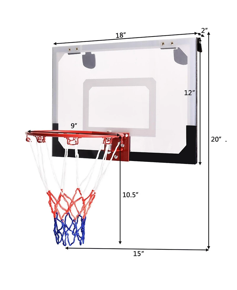 Sugift Over-The-Door Mini Basketball Hoop Includes Basketball and 2 Nets